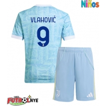 Camiseta Juventus Dusan Vlahovic #9 Visitante Equipación para niños 2025-26 manga corta (+ pantalones cortos)
